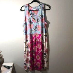 J.Jill floral empire waste sleeveless knit dress size XL